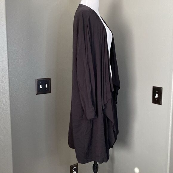 14th & Union Black Layered Front Unstructured Open Front Jacket Cardigan - Picture 5 of 12